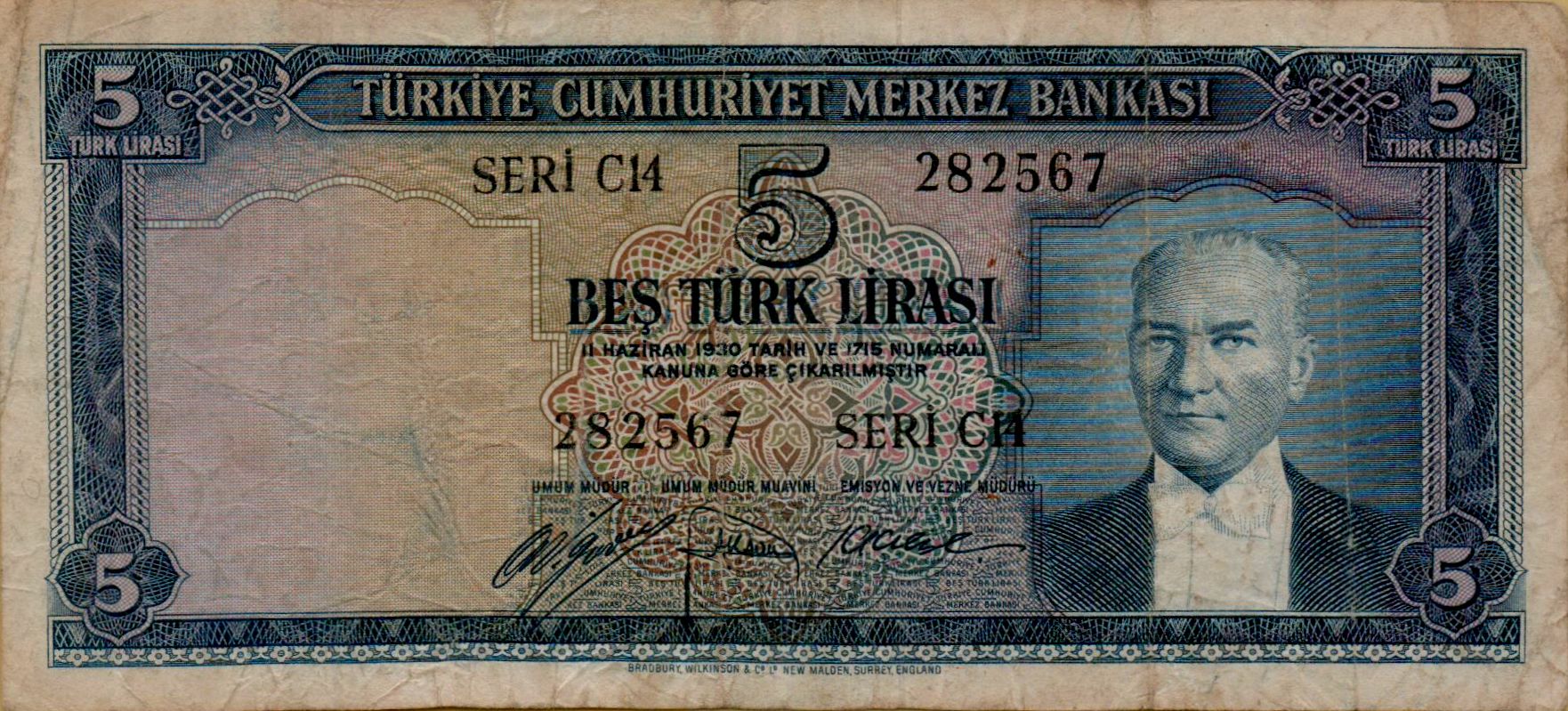 Turkey 5 1951 VF P-154